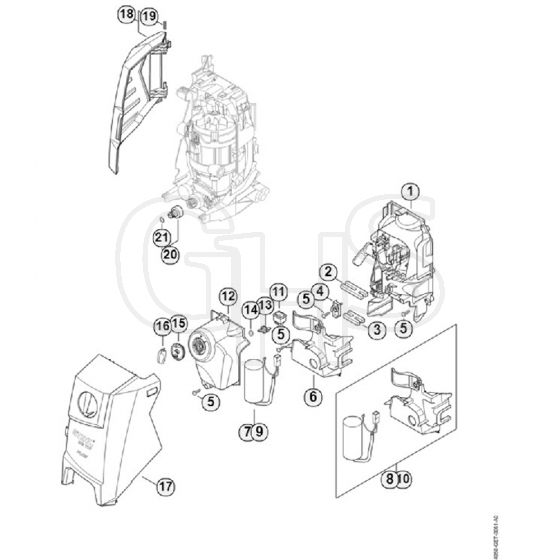 Genuine Stihl RE130 PLUS / H - Air baffle, Machine cover, Switch housing