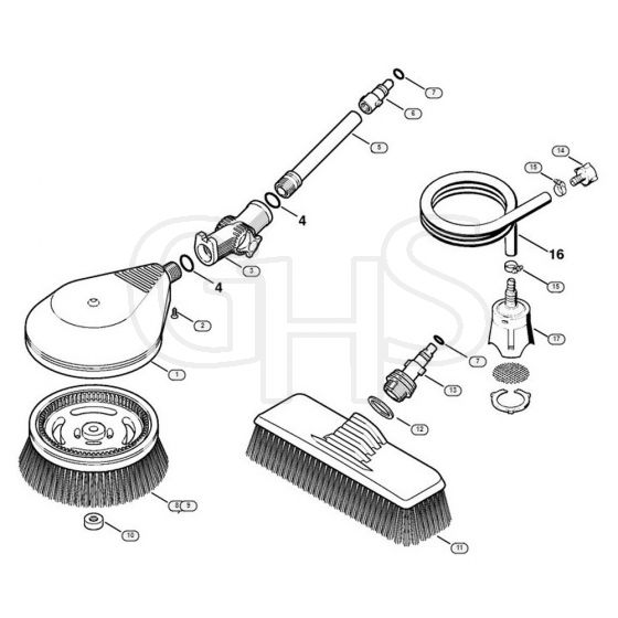 Genuine Stihl RE142 / N - Washing brush, Suction hose