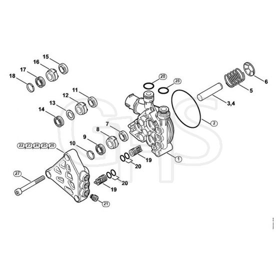 Genuine Stihl RE142 PLUS / B - Pump, valve block