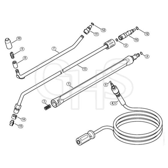 Genuine Stihl RE163 PLUS / P - Spray lance/wand, High-pressure hose  06/2019