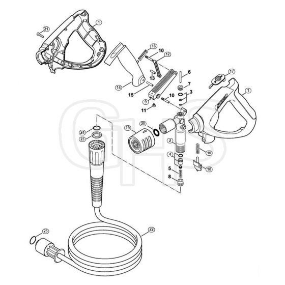 Genuine Stihl RE230 / G - Spray gun, High-pressure hose