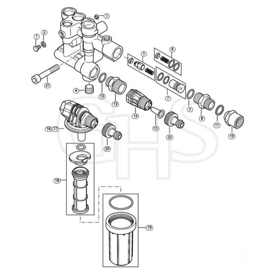 Genuine Stihl RE232 / E - Valve block, Water attachment RE 232