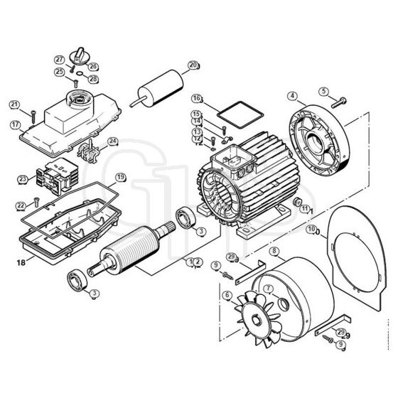 Genuine Stihl RE270 K / A - Electric motor, Switch housing