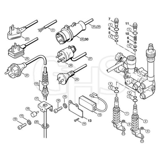 Genuine Stihl RE270 K / D - Control piston, Power cable