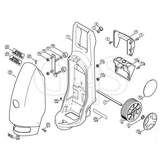 Genuine Stihl RE270 K / E - Chassis, Machine cover