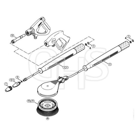 Genuine Stihl RE281 PLUS / N - Rotory nozzle, rotory washing brush (40.2009)