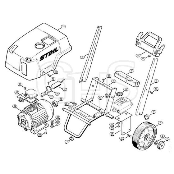 Genuine Stihl RE300 K / A - Electric motor, Chassis