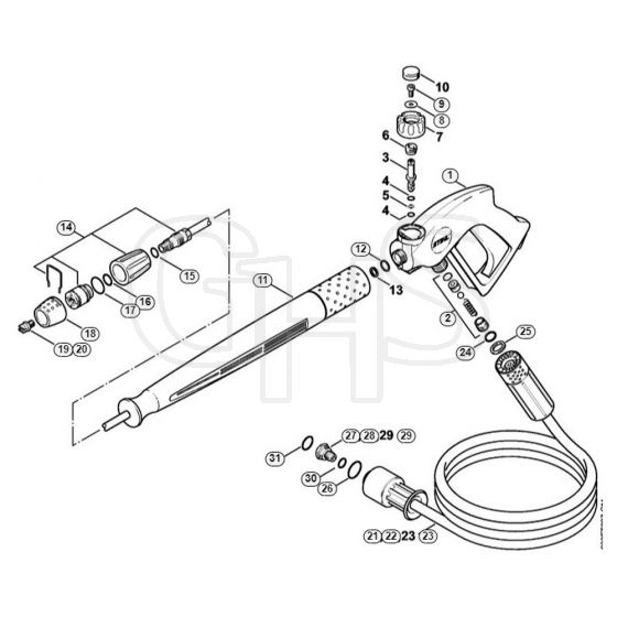 Genuine Stihl RE360 K / J - Spray gun, Spray lance/wand