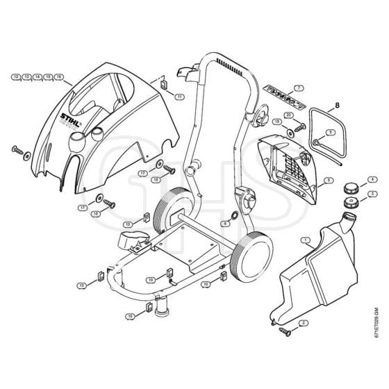 Genuine Stihl RE361 / J - Container, Machine cover