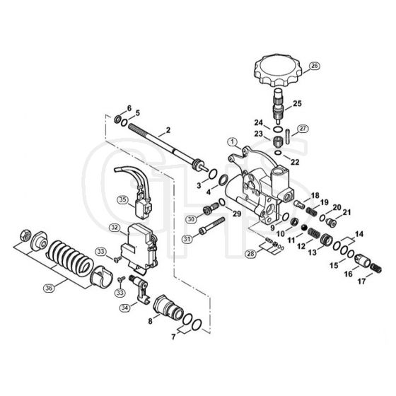 Genuine Stihl RE362 / C - Regulation valve block, Control piston