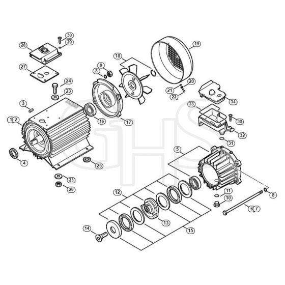 Genuine Stihl RE362 PLUS / A - Electric motor, Drive housing