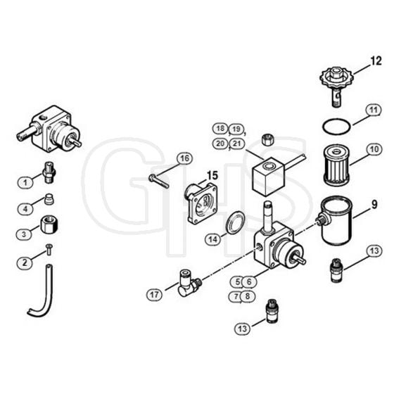 Genuine Stihl RE500 W / K - Fuel tank, Fuel pump  X 35 751 076,  X 35 799 999