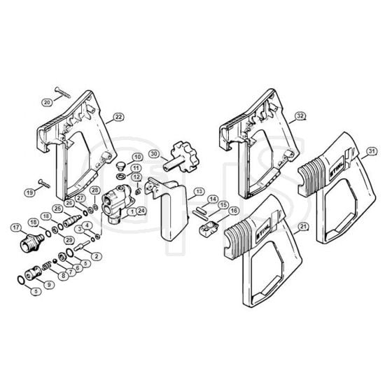 Genuine Stihl RE500 W / V - Spray gun