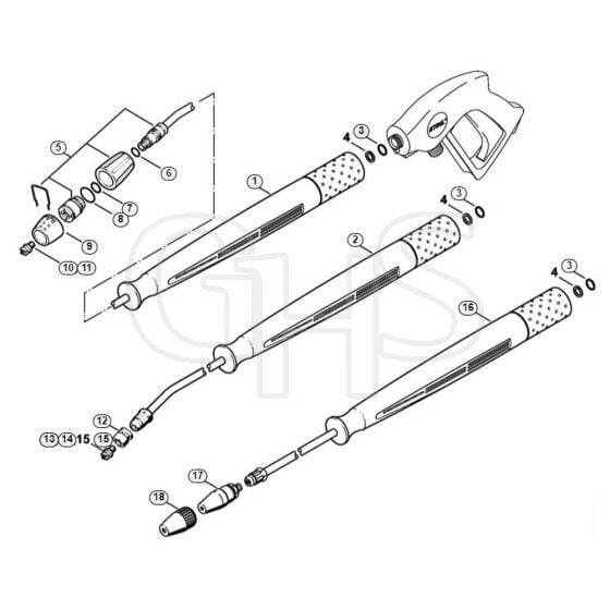 Genuine Stihl RE520 W / Q - Spray lance/wand, Spray head