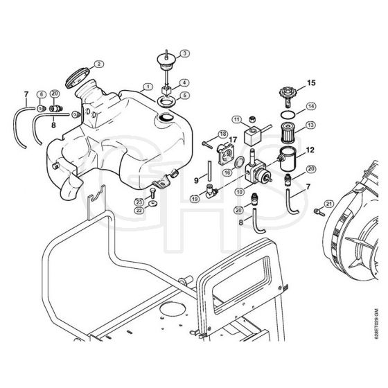 Genuine Stihl RE550 W / H - Fuel tank, Fuel pump