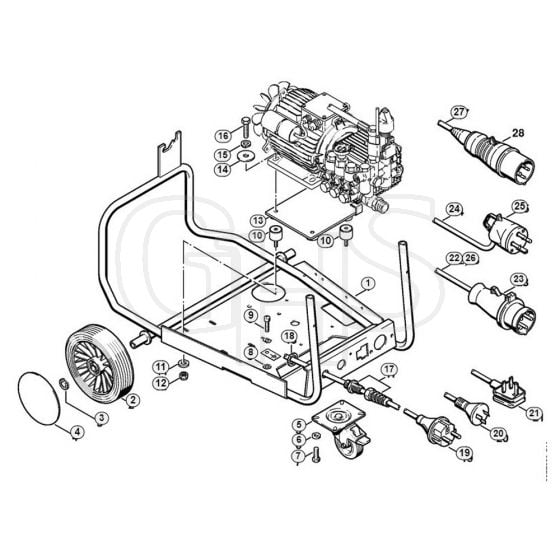 Genuine Stihl RE550 W / M - Chassis, Connecting cable