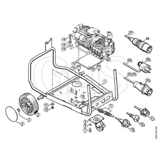 Genuine Stihl RE580 W / M - Chassis, Connecting cable