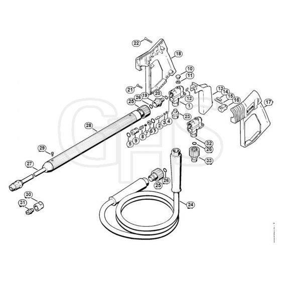 Genuine Stihl RE630 W / O - Spray gun, Spray lance/wand