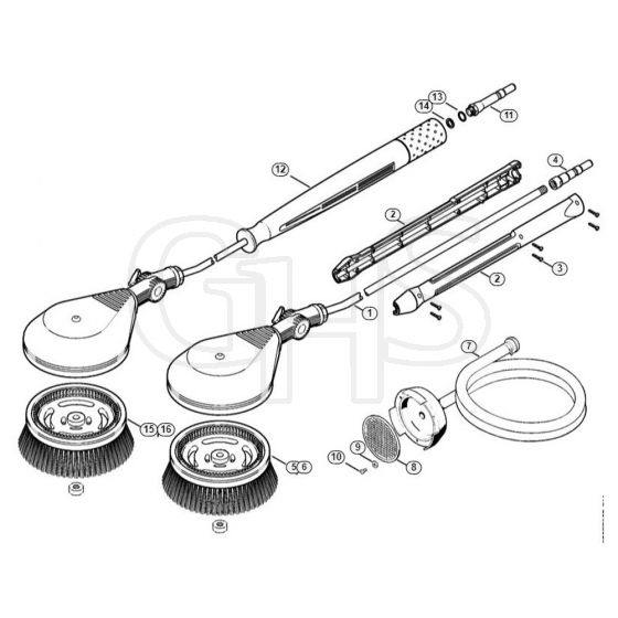 Genuine Stihl RE661 PLUS / X - Rotory washing brush, Suction hose