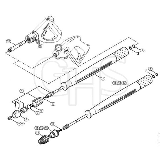 Genuine Stihl RE661 / Y - Spray lance/wand, Rotary nozzle (40.2009)