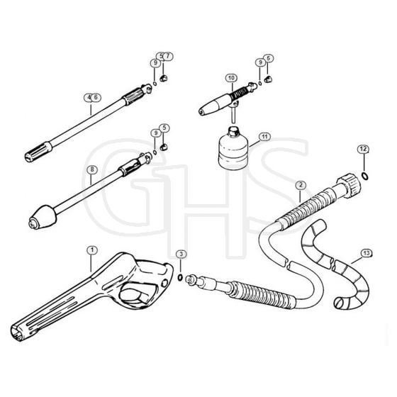 Genuine Stihl RE700 K / J - Spray lance/wand, High-pressure hose