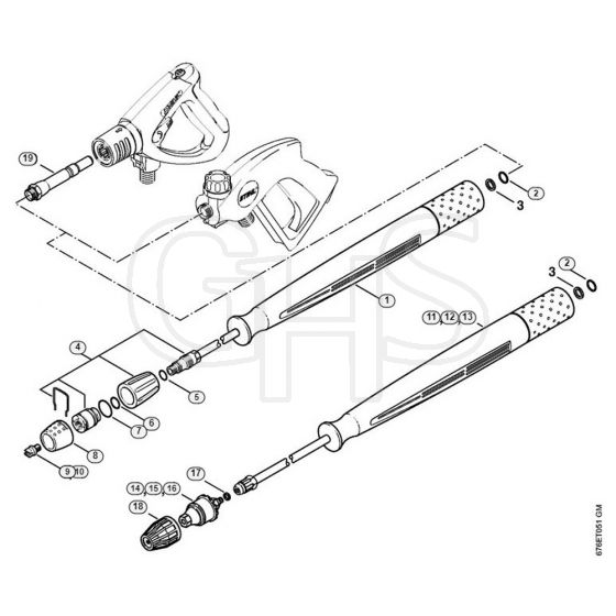 Genuine Stihl RE961 PLUS / Y - Spray lance/wand, Rotary nozzle (40.2009)