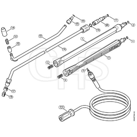 Genuine Stihl RE98 / G - Spray lance/wand, High-pressure hose  06/2019