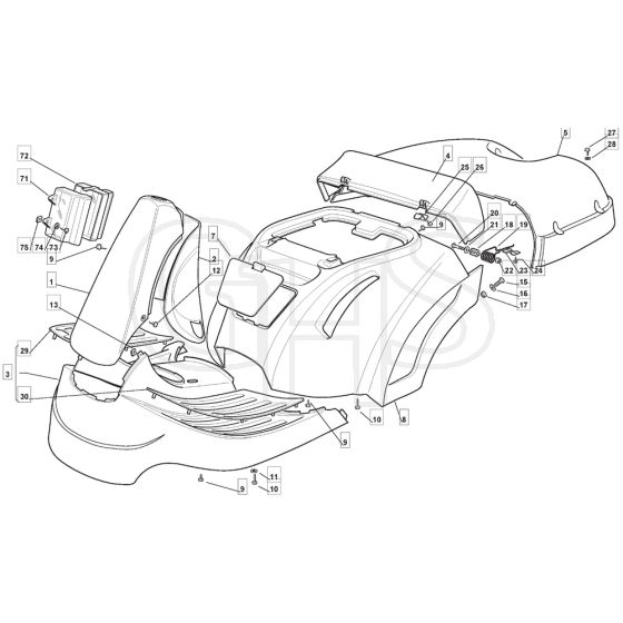 RM28 H - 2009 - 2T1534433/09G - Mountfield Ride On Mower Body Diagram