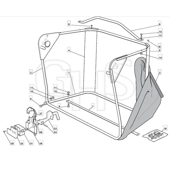 RM28 H - 2009 - 2T1534433/09G - Mountfield Ride On Mower Grasscatcher Diagram