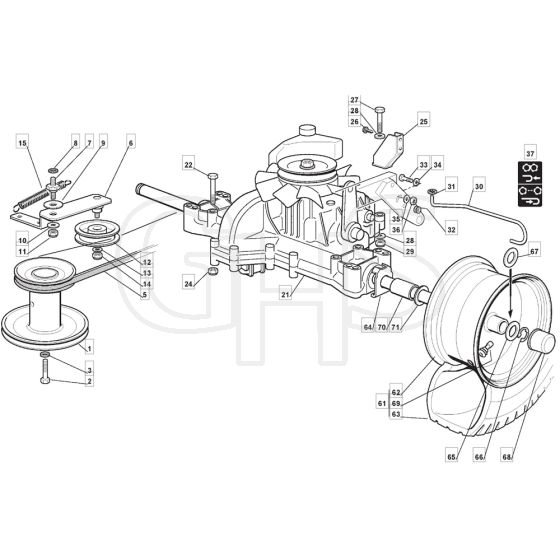 RM28 H - 2009 - 2T1534433/09G - Mountfield Ride On Mower Transmission Diagram