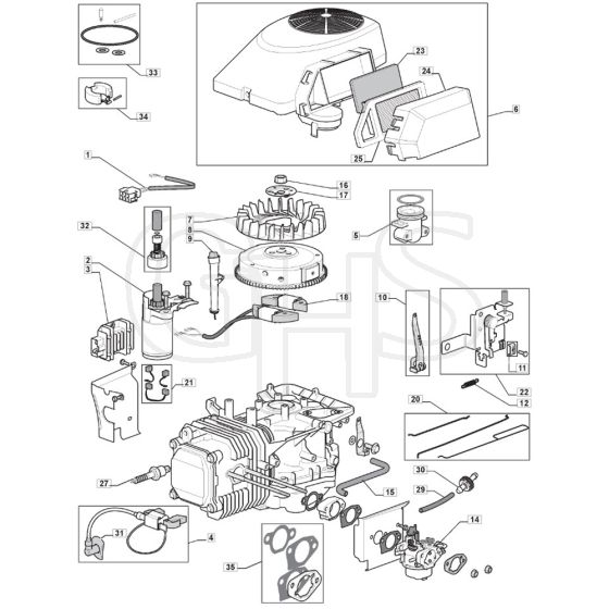 RM28 H - 2009 - 2T1534433/09G - Mountfield Ride On Mower TRE0702 Engine Diagram