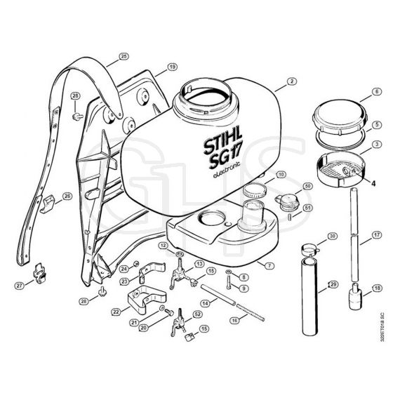 Genuine Stihl SG17 L / E - Container with tank, Backplate