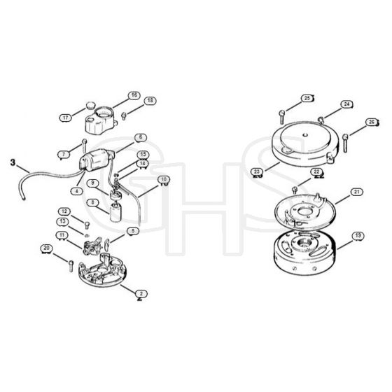 Genuine Stihl SG17 L / J - Ignition system, Rewind starter