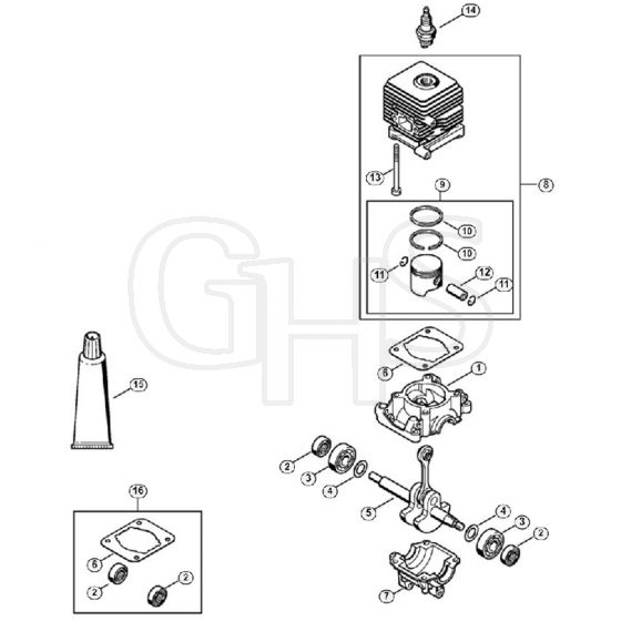 Genuine Stihl SH55 / A - Crankcase, Cylinder