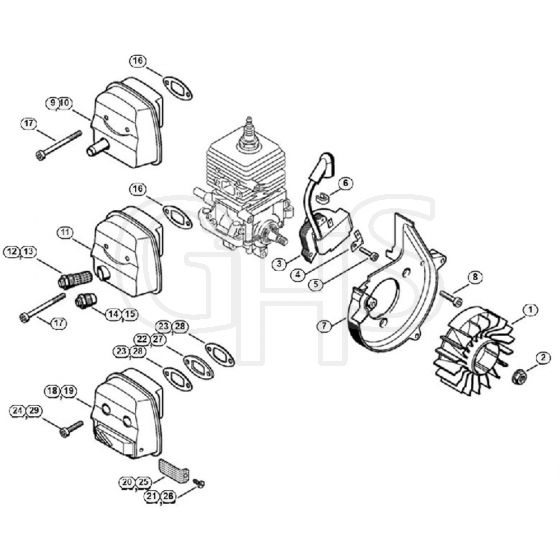 Genuine Stihl SH55 / B - Ignition system, Muffler