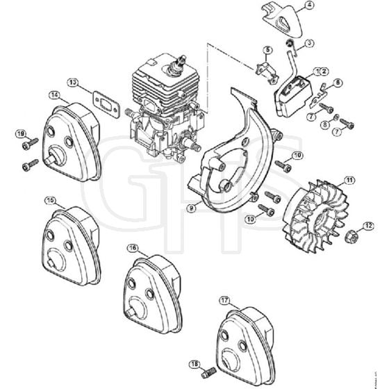 Genuine Stihl SH56 D / C - Ignition system, Muffler