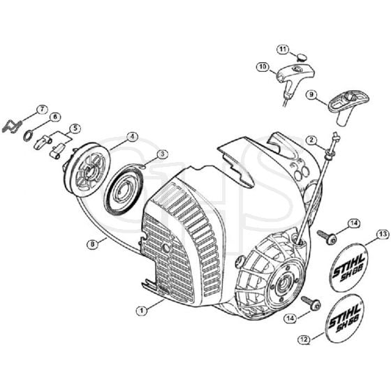 Genuine Stihl SH56 D / G - Rewind starter