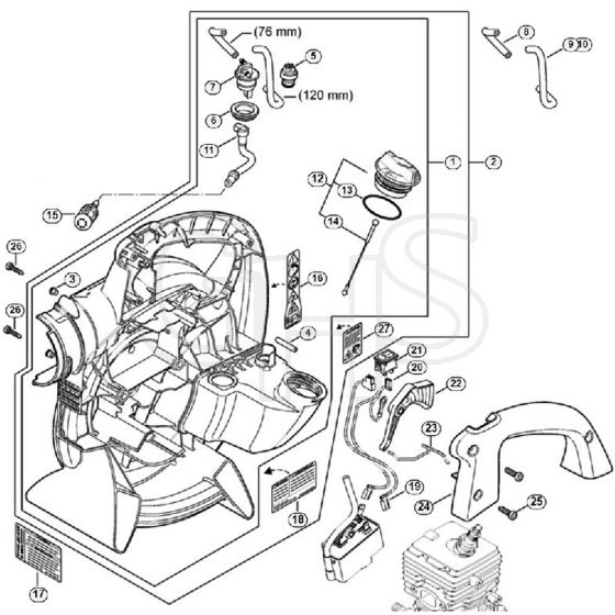 Genuine Stihl SH56 D / Q - Fan Housing Inside SH 56