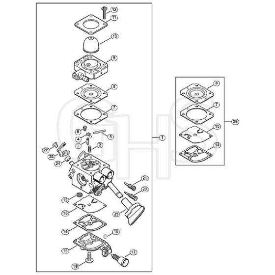 Genuine Stihl SH56 / J - Carburetor 4241/22