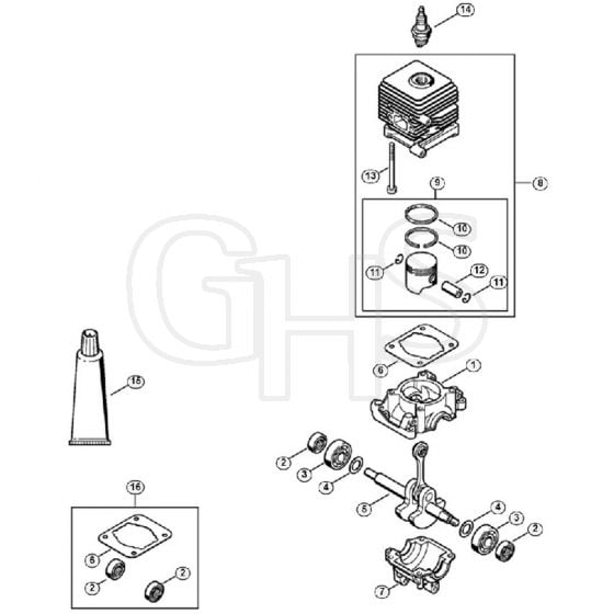 Genuine Stihl SH85 / A - Crankcase, Cylinder