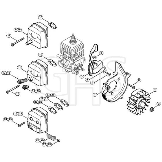 Genuine Stihl SH85 / B - Ignition system, Muffler