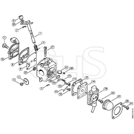 Genuine Stihl SH85 / J - Carburetor C1Q-S50