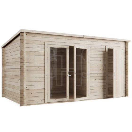 Store More Darton Pent Log Cabin Summerhouse with Side Store - PT-14ft x 8ft