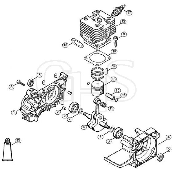 Genuine Stihl SP200 / A - Crankcase, Cylinder