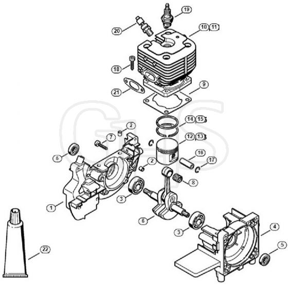 Genuine Stihl SP450 / A - Crankcase, Cylinder