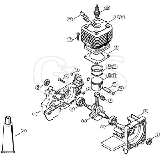 Genuine Stihl SP481 / A - Crankcase, Cylinder