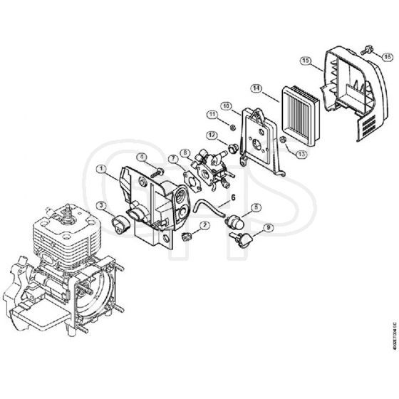 Genuine Stihl SP481 / E - Carburetor housing, Air filter