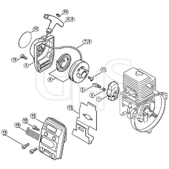 Genuine Stihl SP80 / B - Rewind starter, Muffler