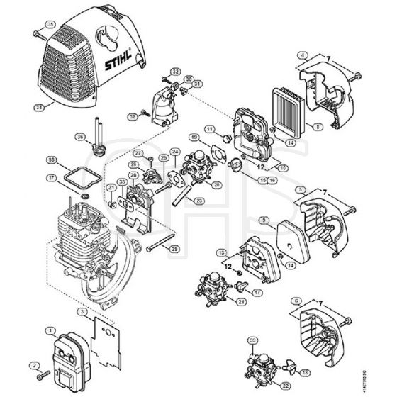 Genuine Stihl SP90 / D - Muffler, Air filter