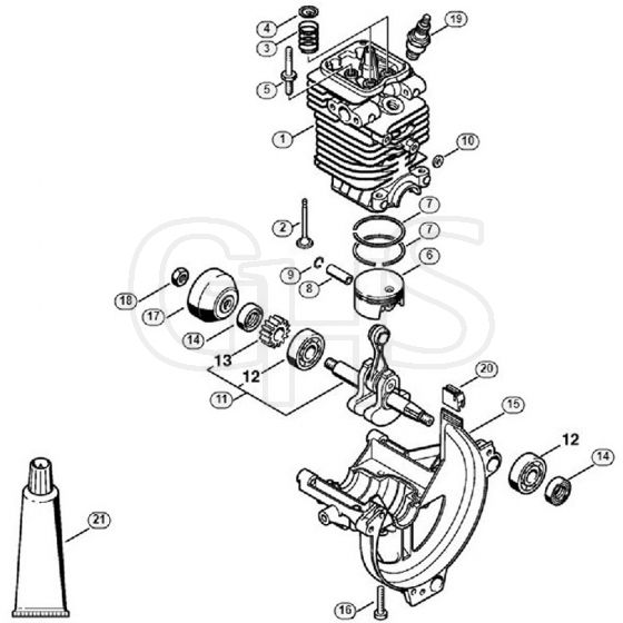 Genuine Stihl SP90 T / A - Cylinder, Engine pan